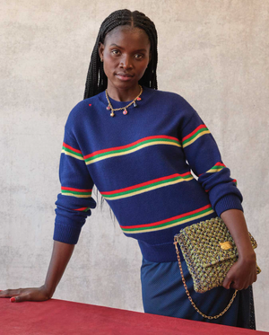 CLARE V : Ramya : Green & Navy Metallic Crochet — ALCHEMY MARIN